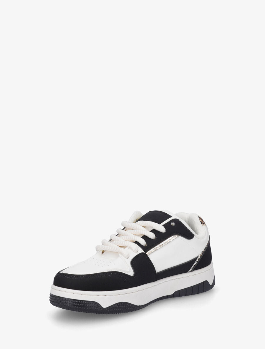 Sneakers à motif étoile et contrefort contrastant - Noir - 3