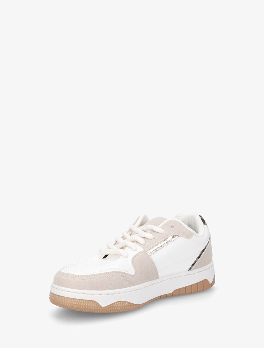 Sneakers à motif étoile et contrefort contrastant - Beige - 3