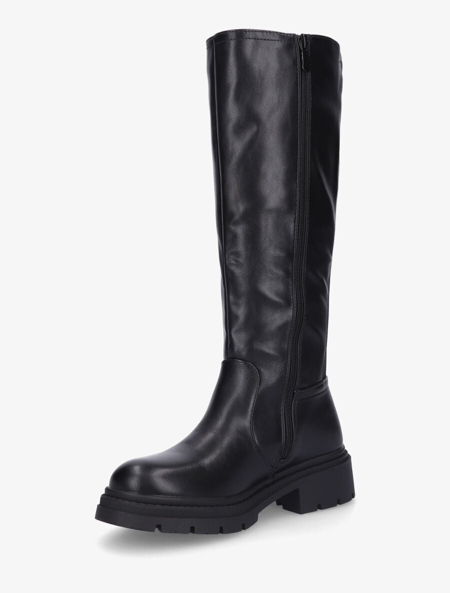 Bottes en simili à bande élastiquée - Noir - 3