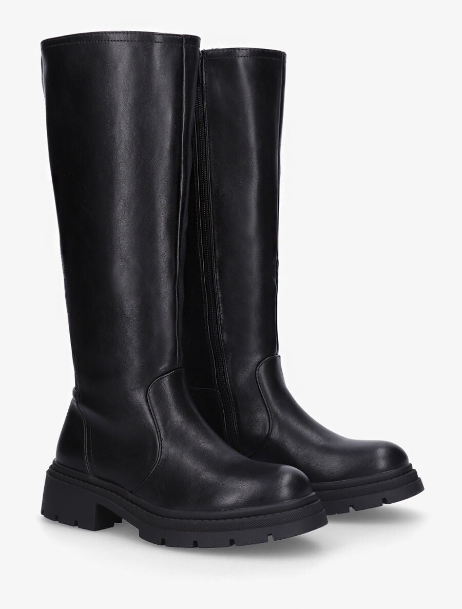 Bottes en simili à bande élastiquée - Noir - 4