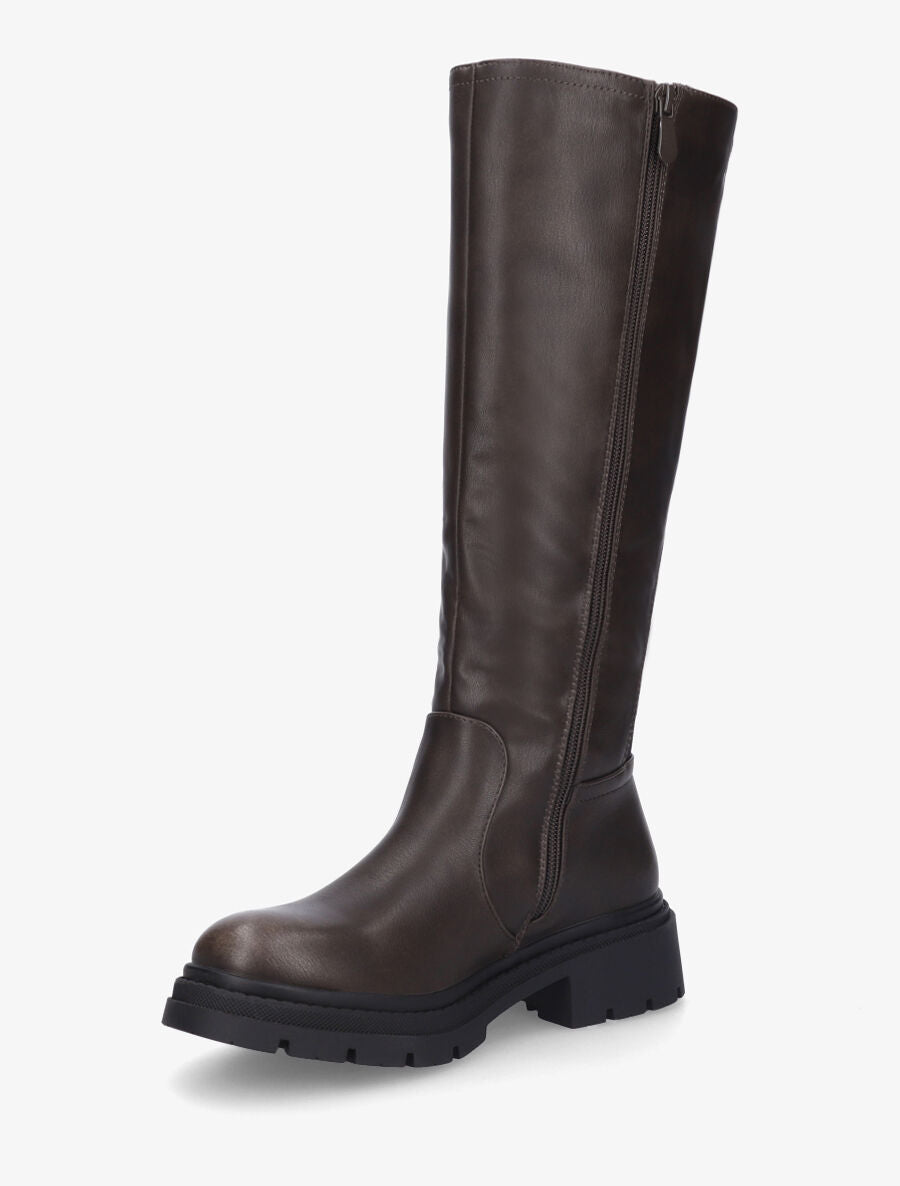 Bottes en simili à bande élastiquée - Marron - 3