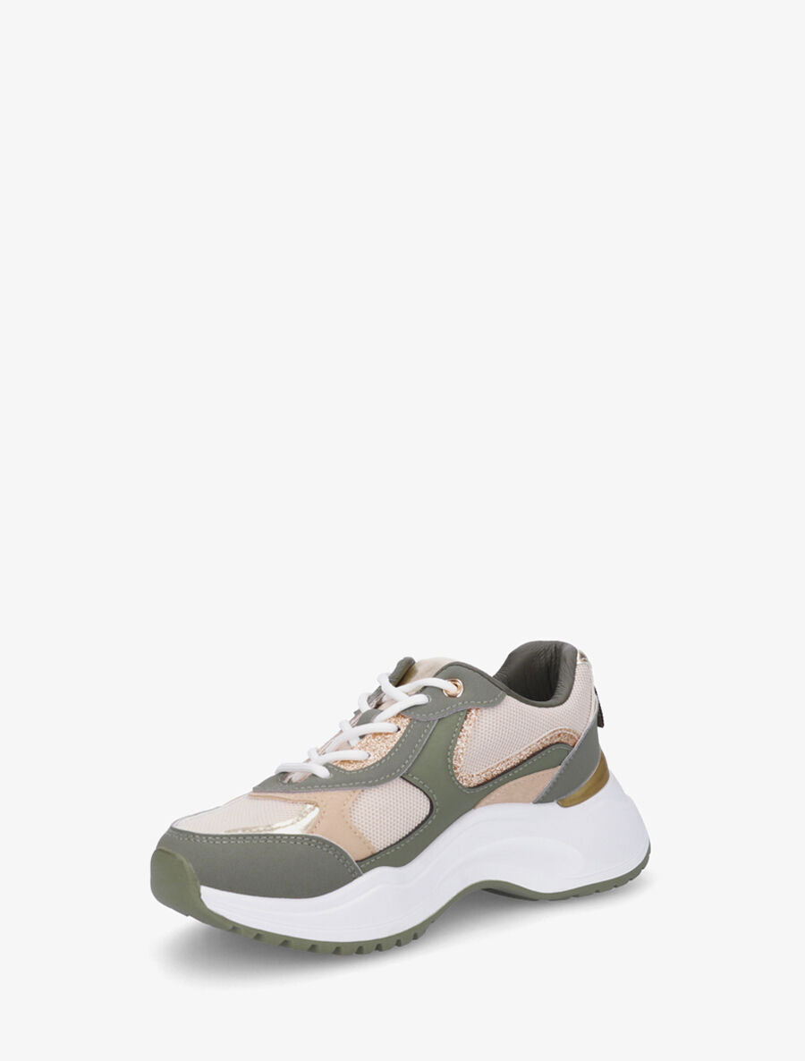 Baskets bimatière à contrefort nacré - Kaki - 3