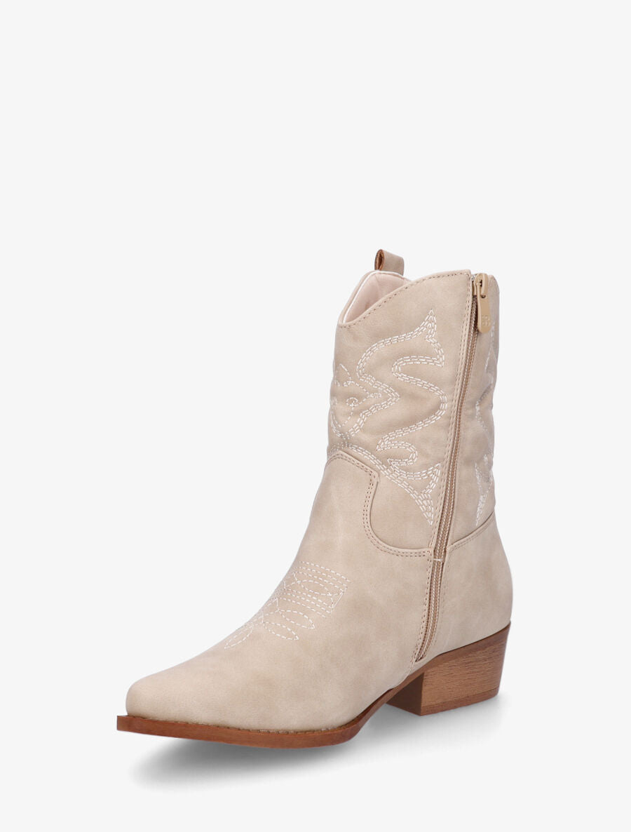 Bottines style santiags - Beige - 3