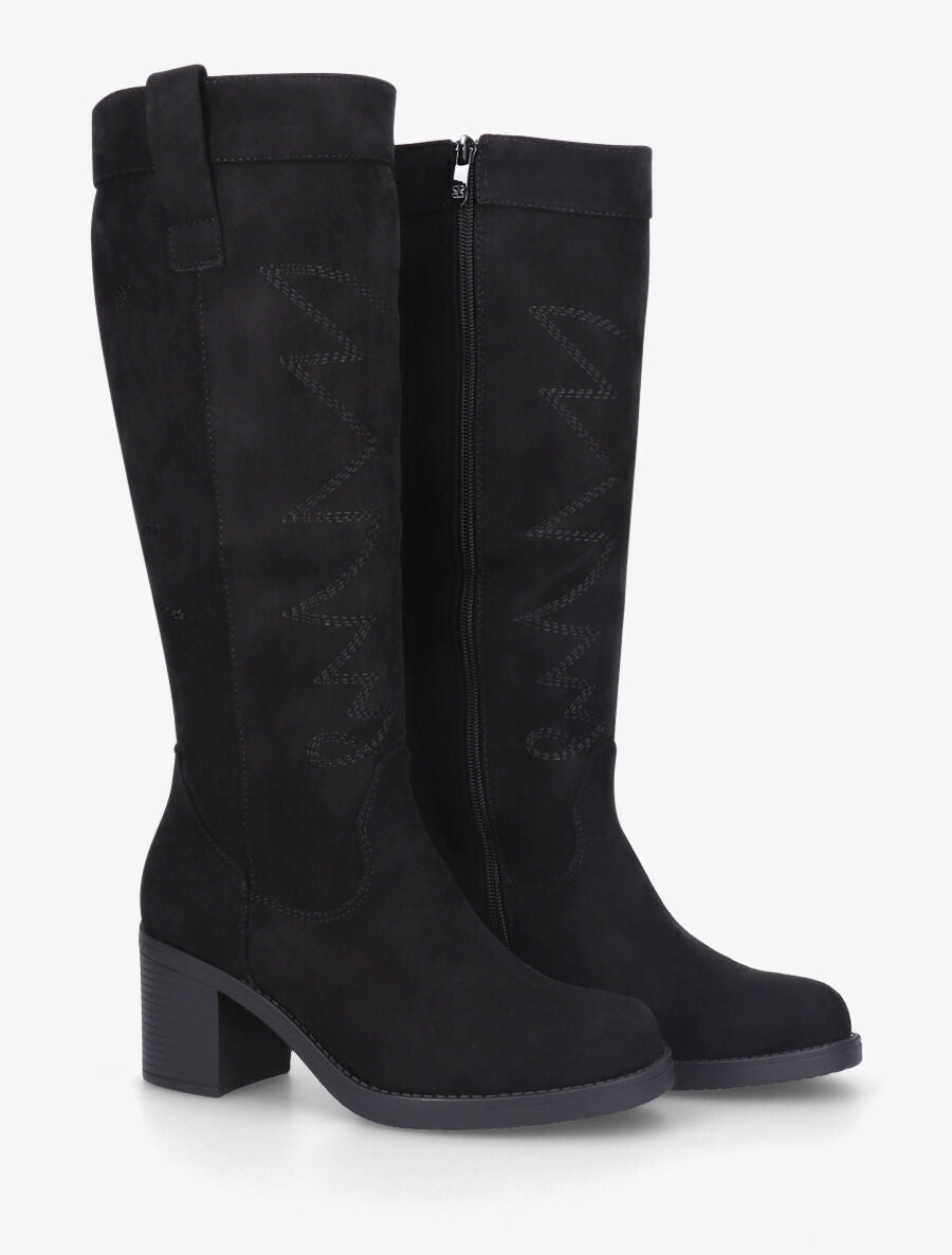 Bottes en suédine brodées - Noir - 4