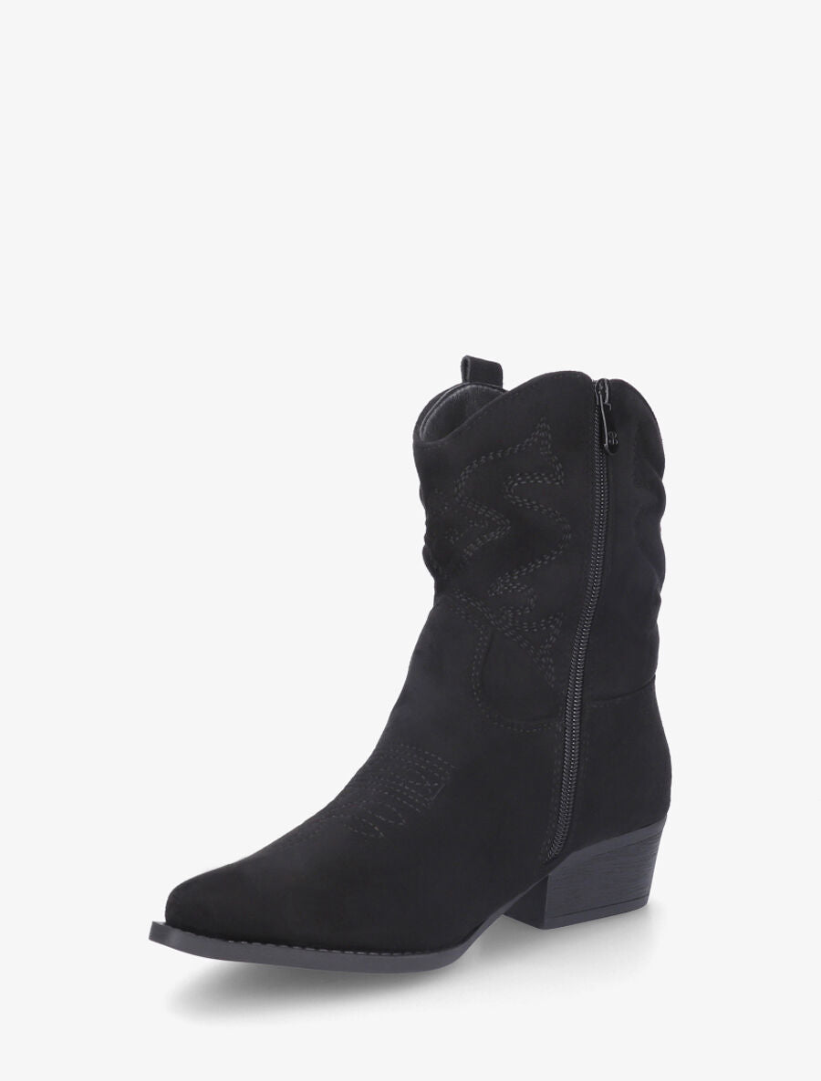 Bottines style santiags en suédine - Noir - 3