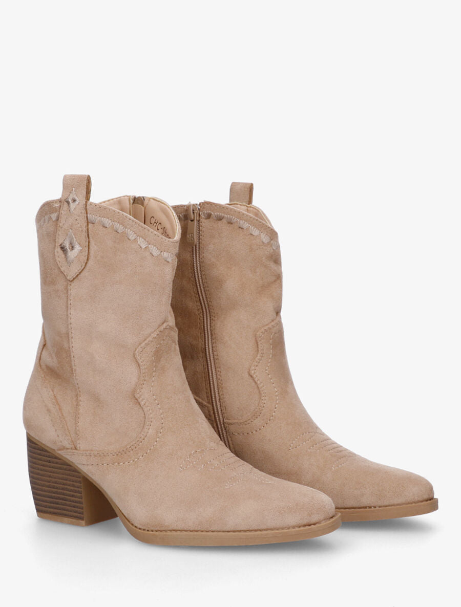 Bottines santiags à talon bottier - Taupe - 4