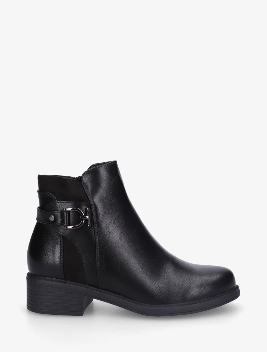 Bottines en simili et suédine - Noir - 5