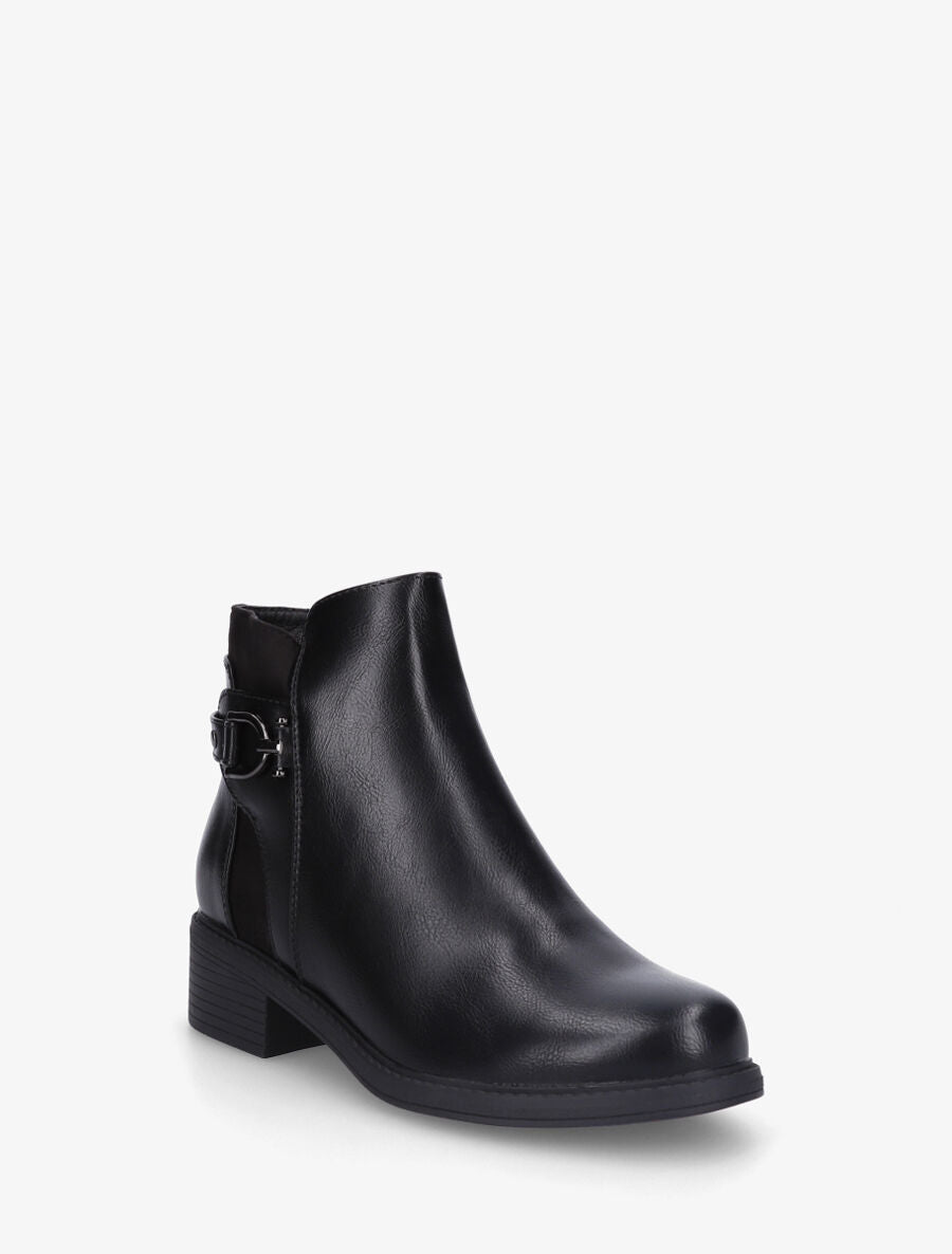 Bottines en simili et suédine - Noir - 2