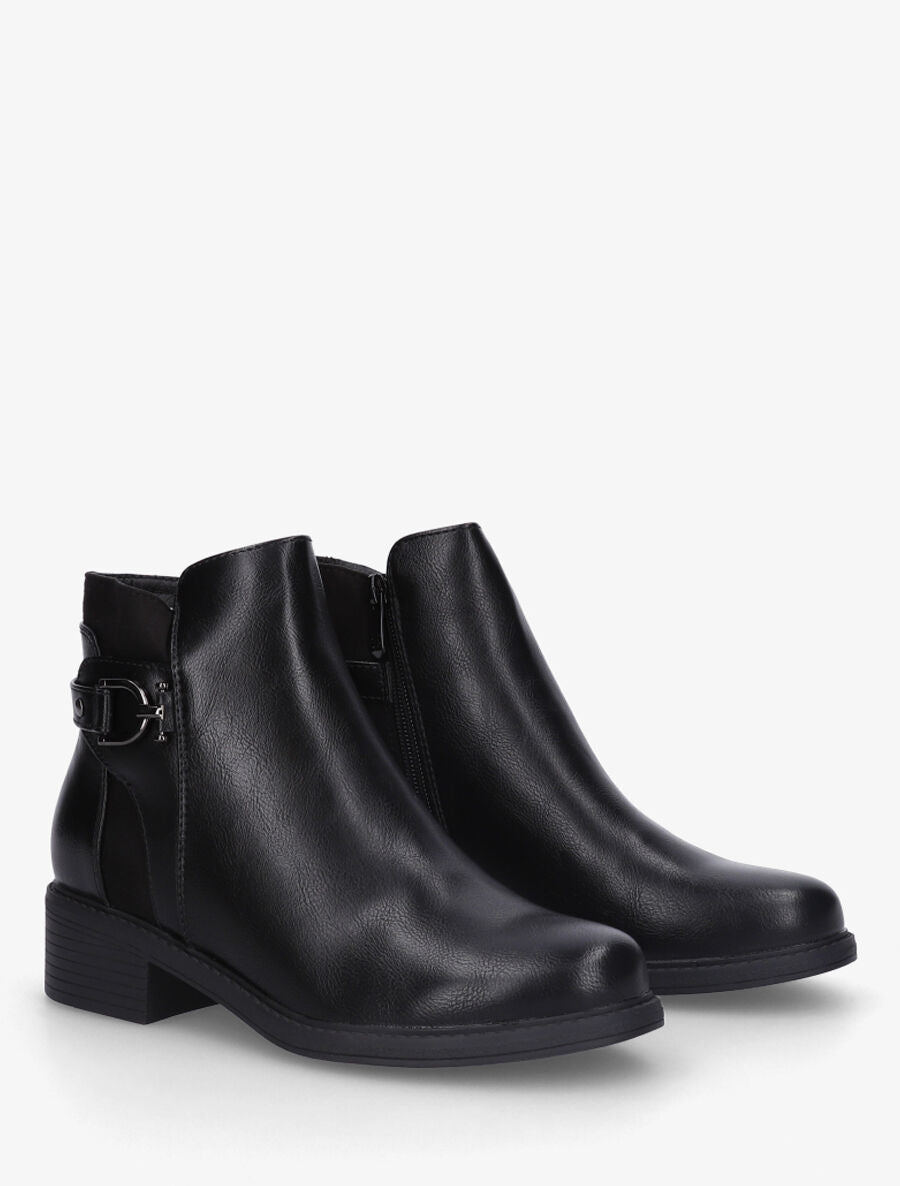 Bottines en simili et suédine - Noir - 4