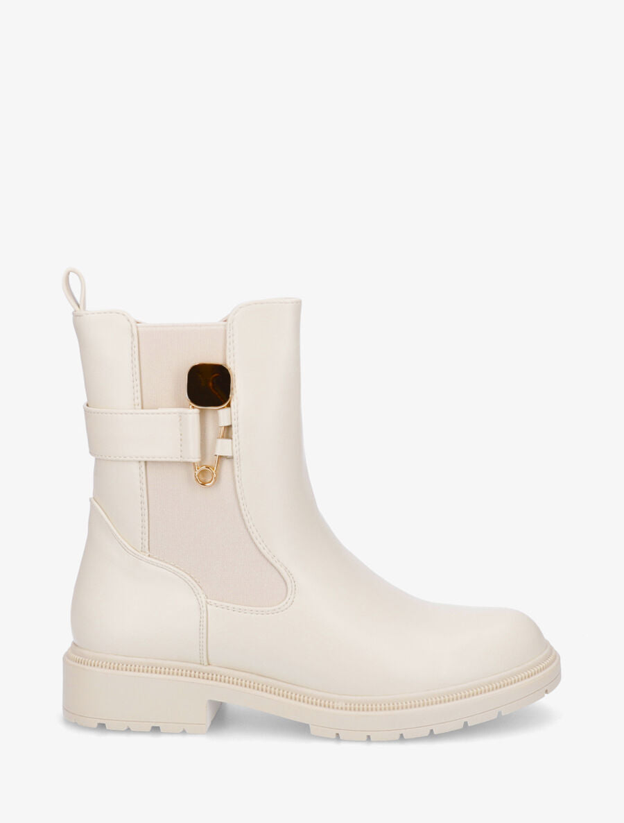 Bottines à empiècement métallique - Beige - 1