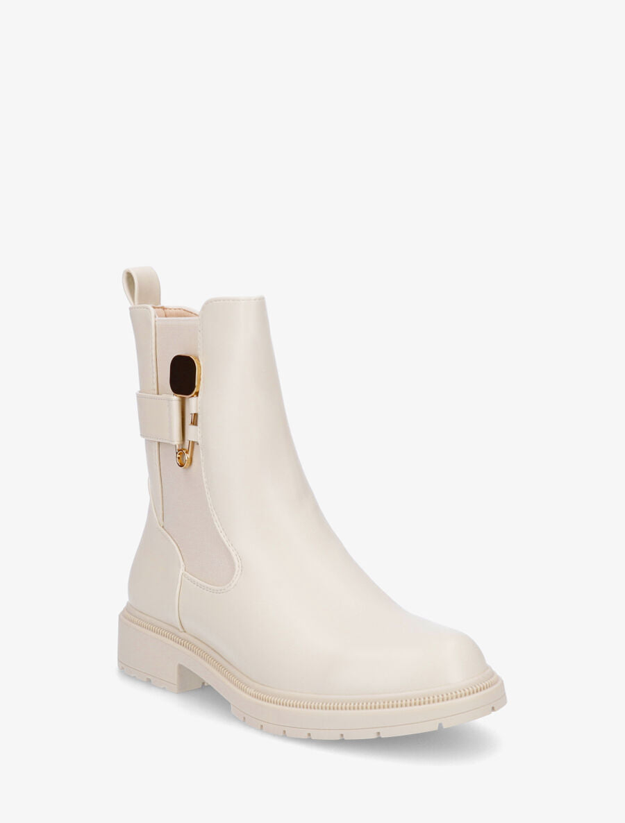 Bottines à empiècement métallique - Beige - 2