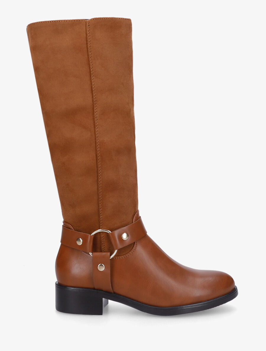 Bottes bimatière à ceinturon - Camel - 1