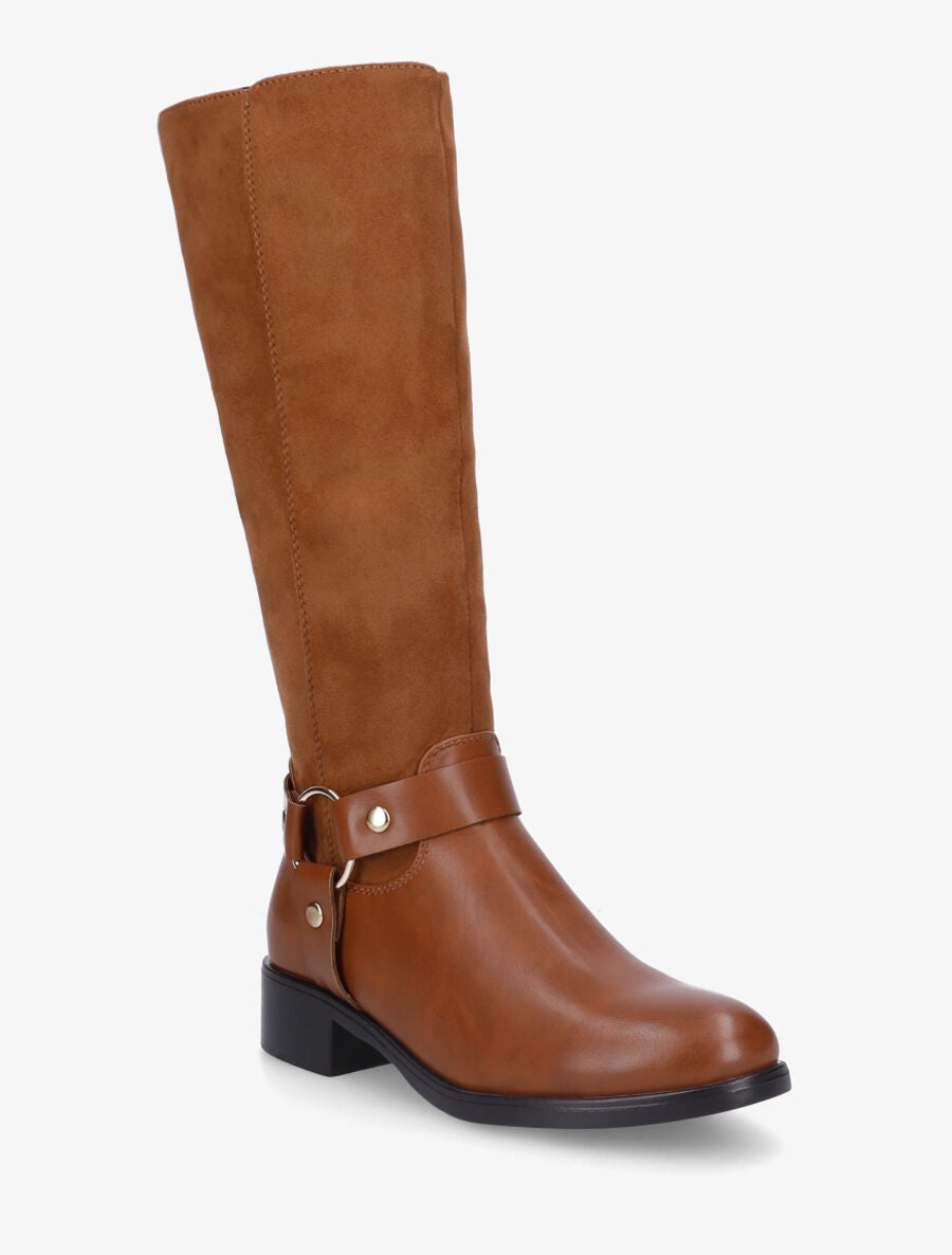 Bottes bimatière à ceinturon - Camel - 2