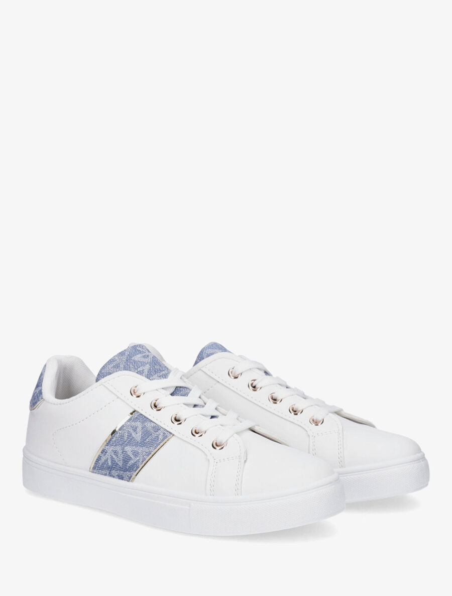 Baskets en simili à empiècements stylisés - Bleu jeans - 4