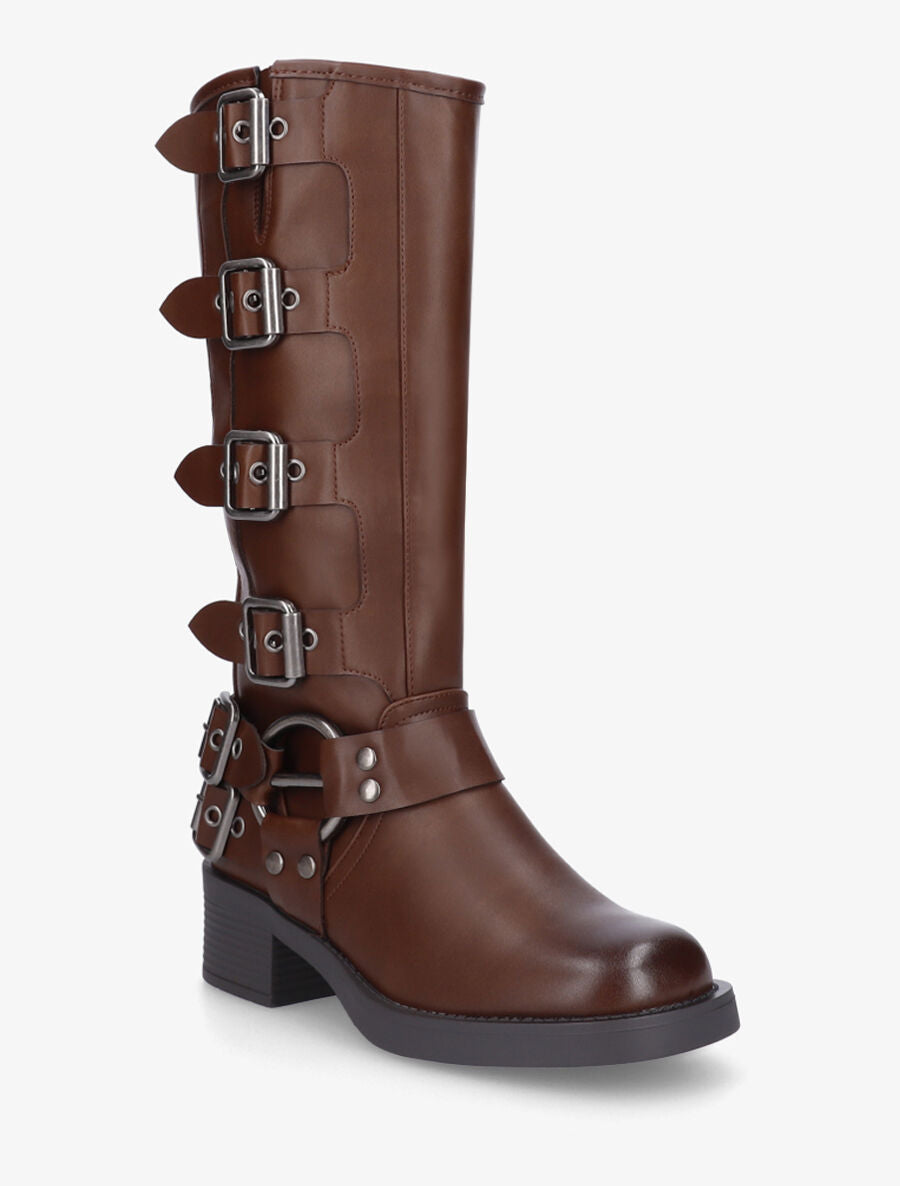 Bottes en simili style rock - Marron - 2