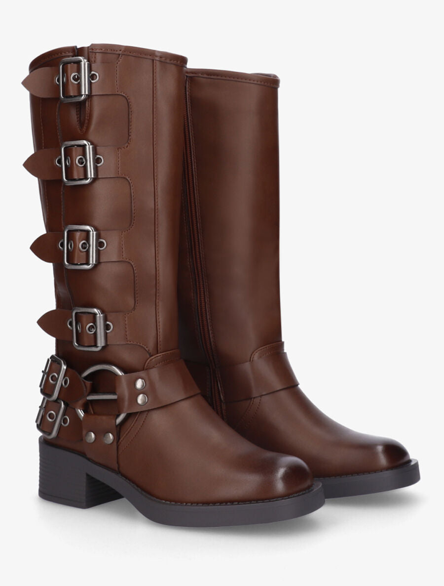 Bottes en simili style rock - Marron - 4