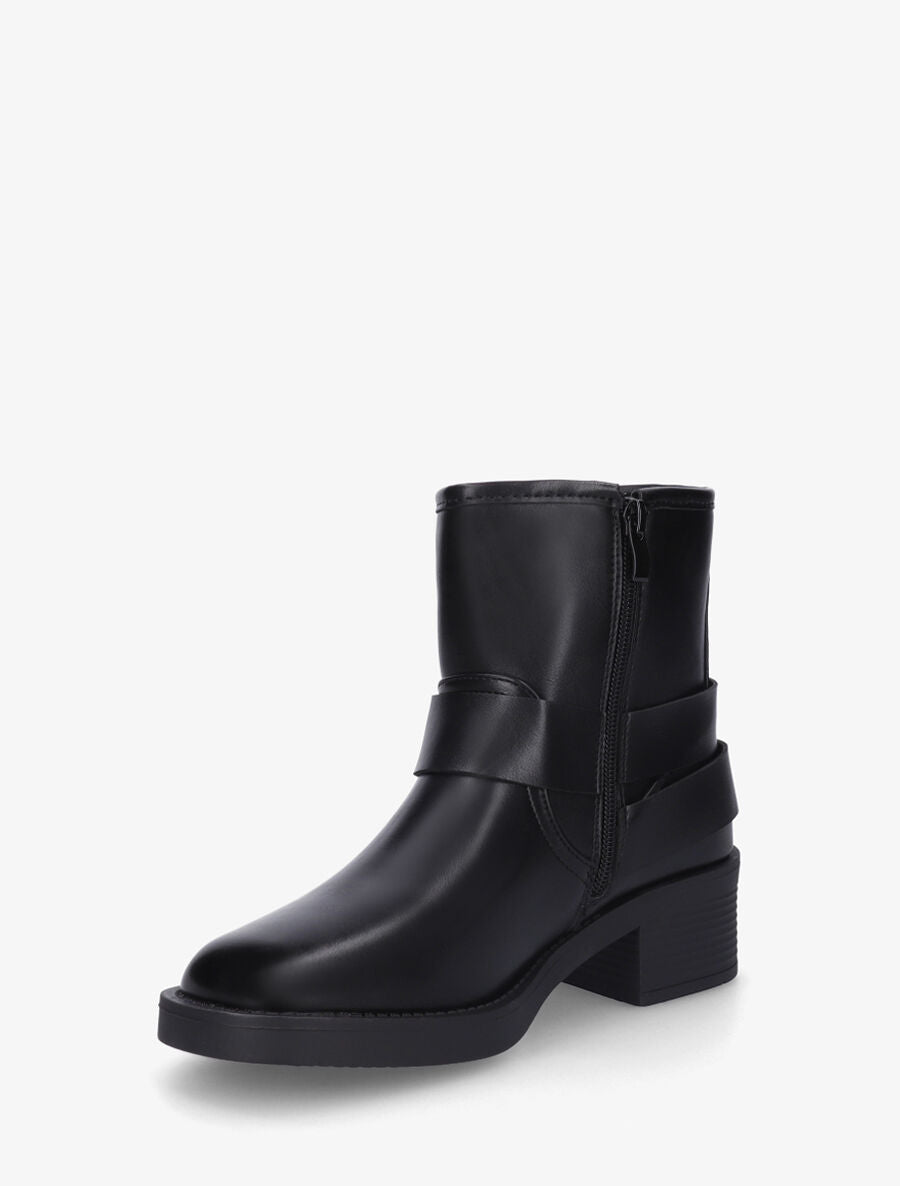 Bottines en simili style rock à boucles - Noir - 3