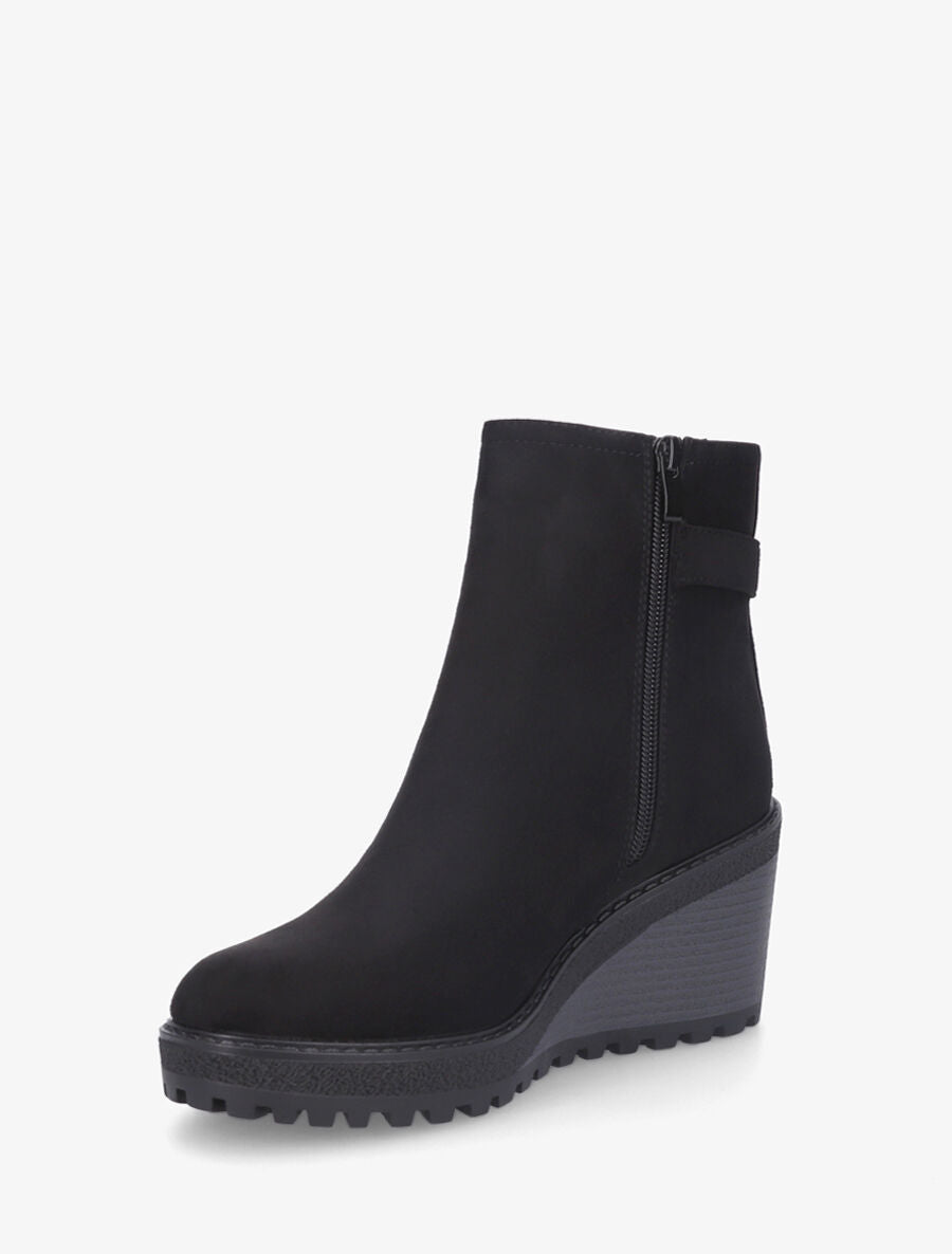 Bottines compensées en suédine - Noir - 3