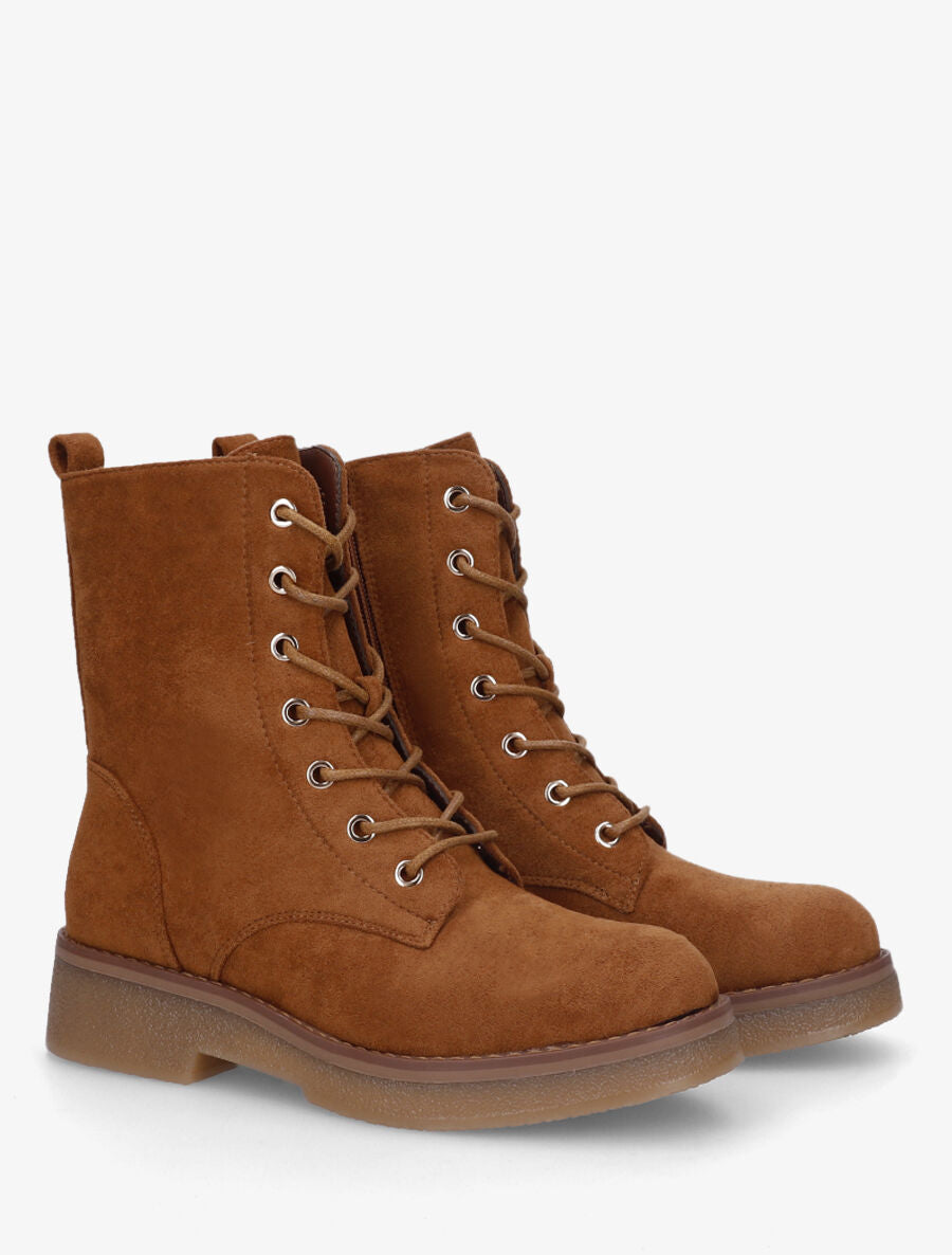 Bottines montantes en suédine - Camel - 4