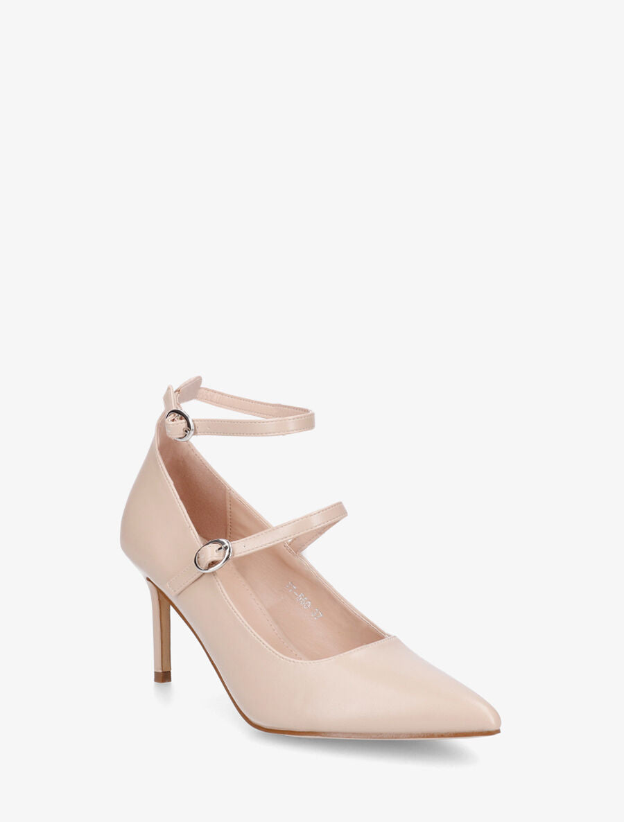Escarpins en simili à double brides - Beige foncé - 2
