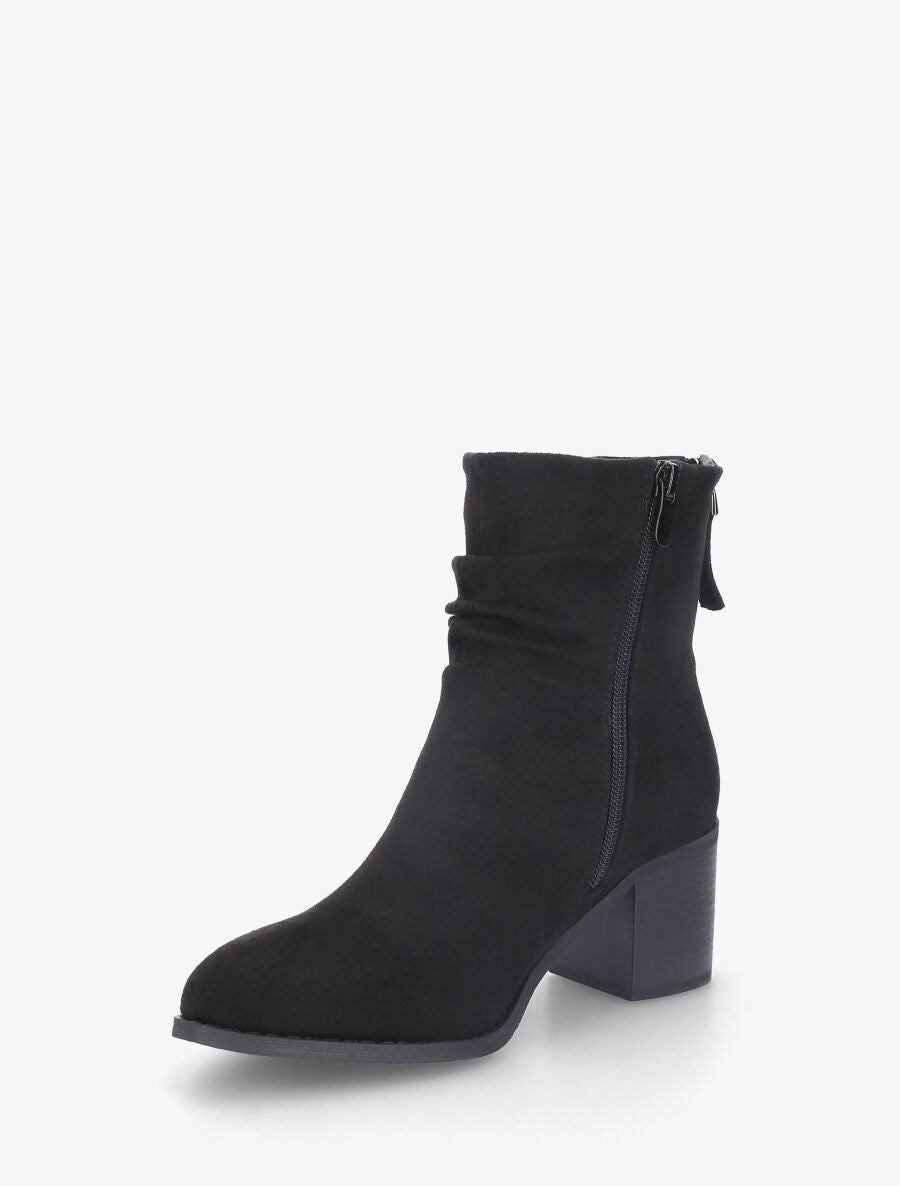 Bottines en suédine effet plissé - Noir - 3