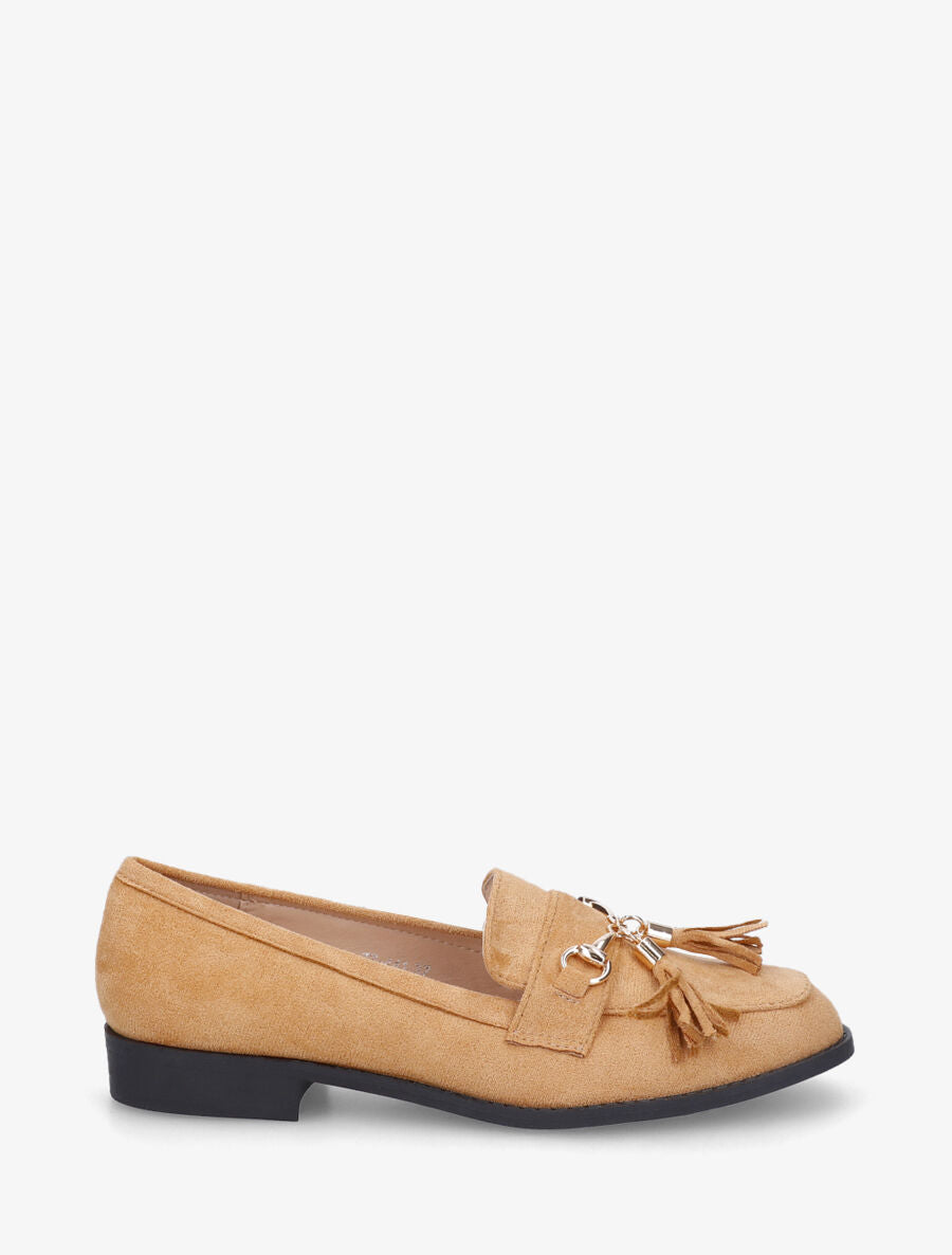 Mocassins unis en suédine - Camel - 1
