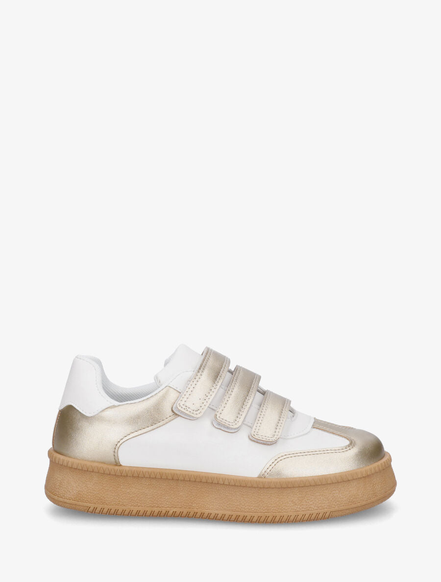 Sneakers bicolore à scratch - Or - 1