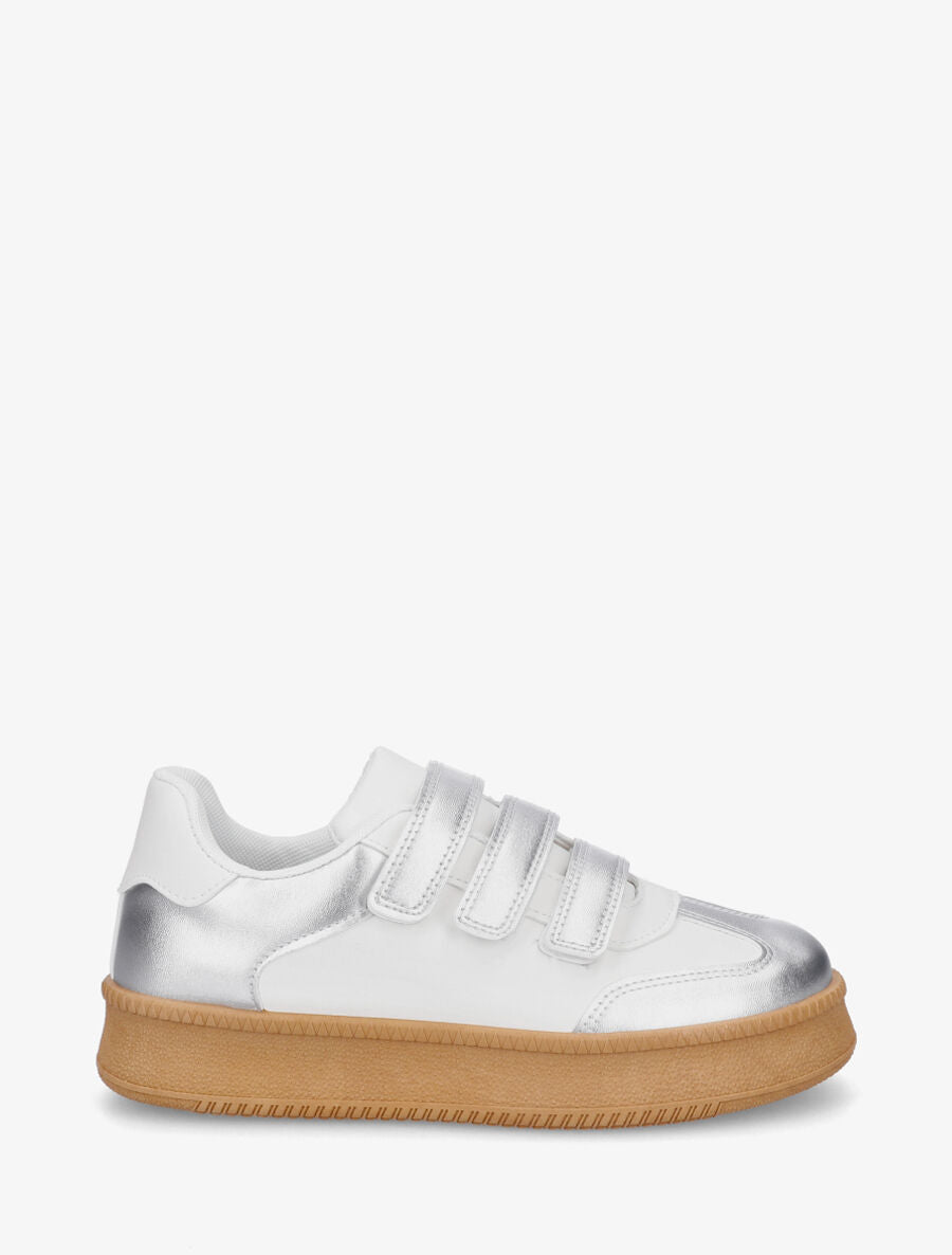 Sneakers bicolore à scratch - Argent - 5