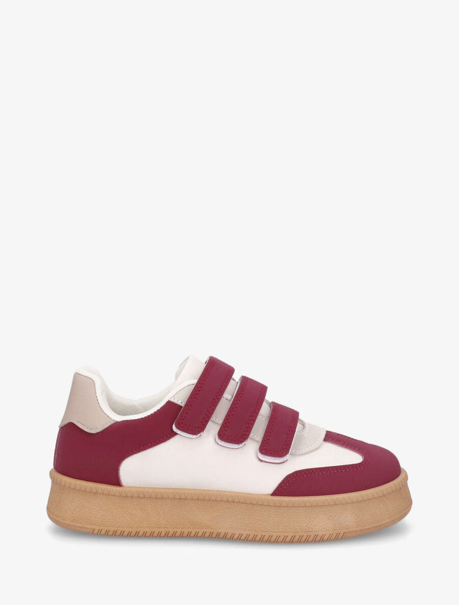 Sneakers bicolore à scratch - Bordeaux - 5