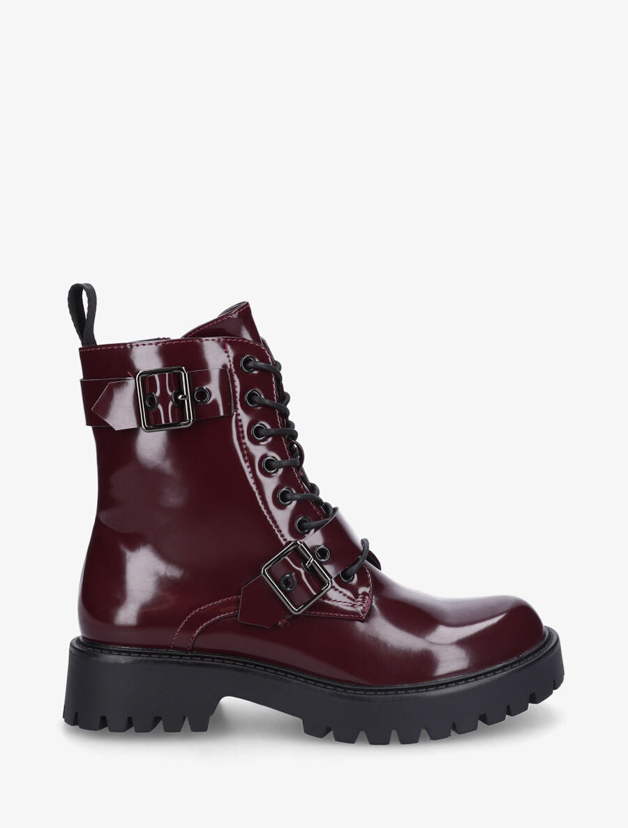 Bottines montantes vernies en simili - Bordeaux - 5