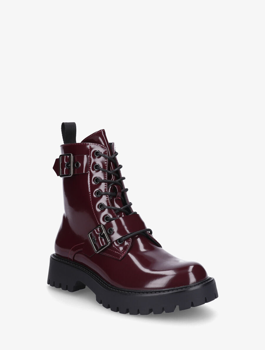 Bottines montantes vernies en simili - Bordeaux - 2