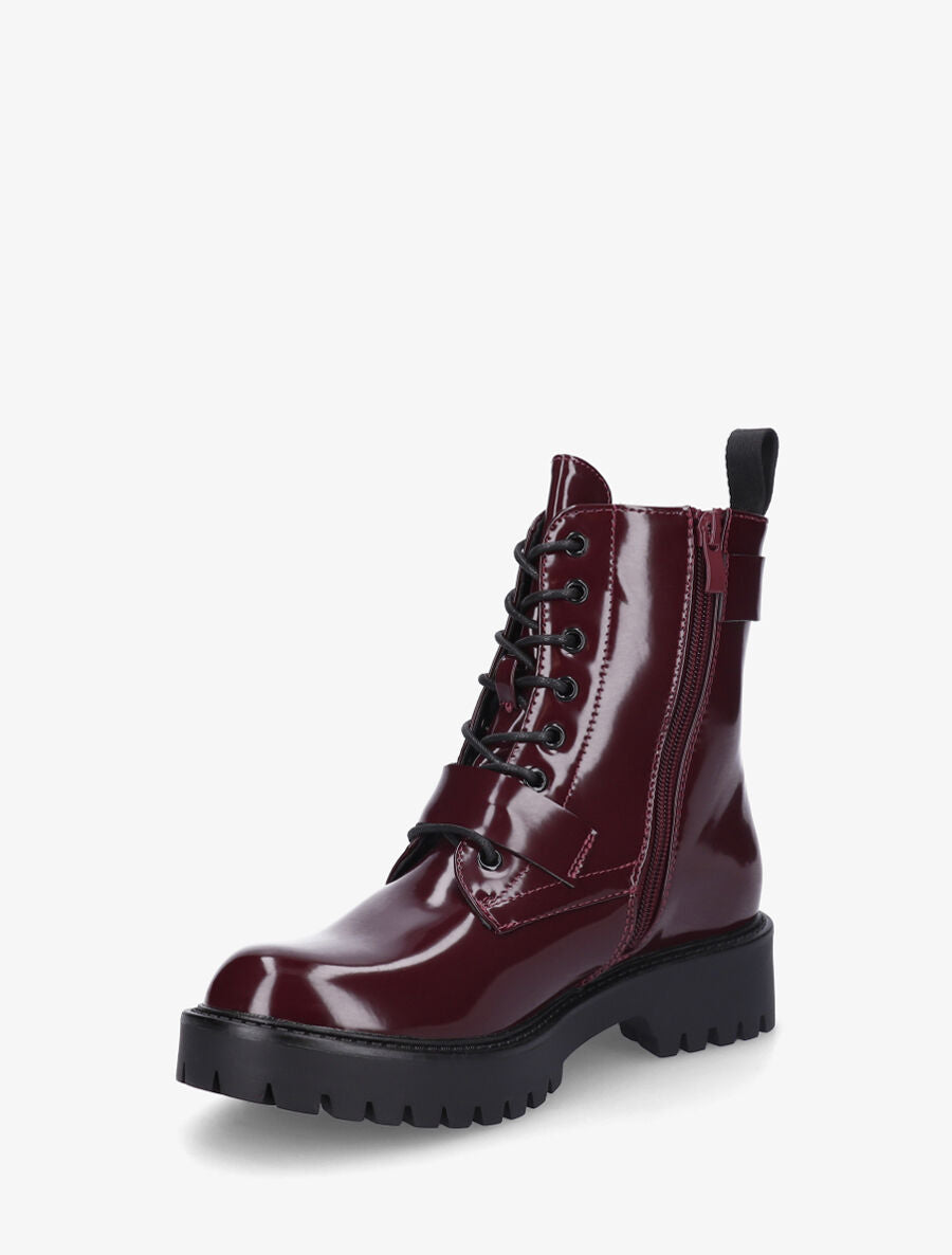 Bottines montantes vernies en simili - Bordeaux - 3