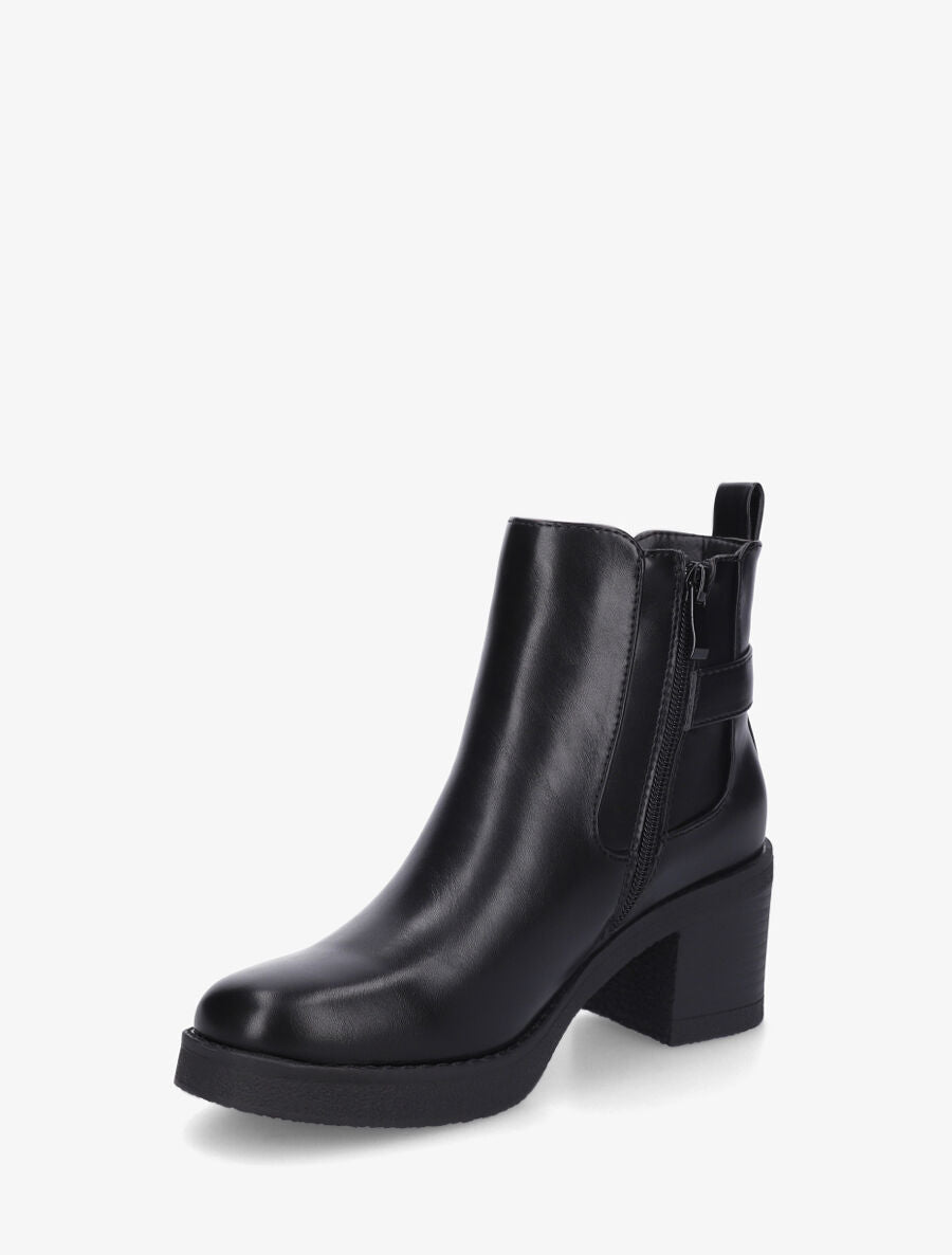 Bottines élastiquées à talon bloc - Noir - 3