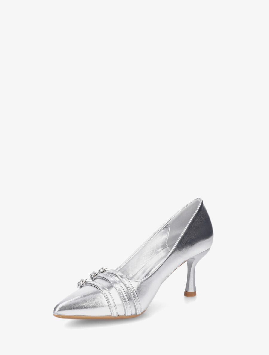 Escarpins en simili à triple boucles décoratives - Argent - 3