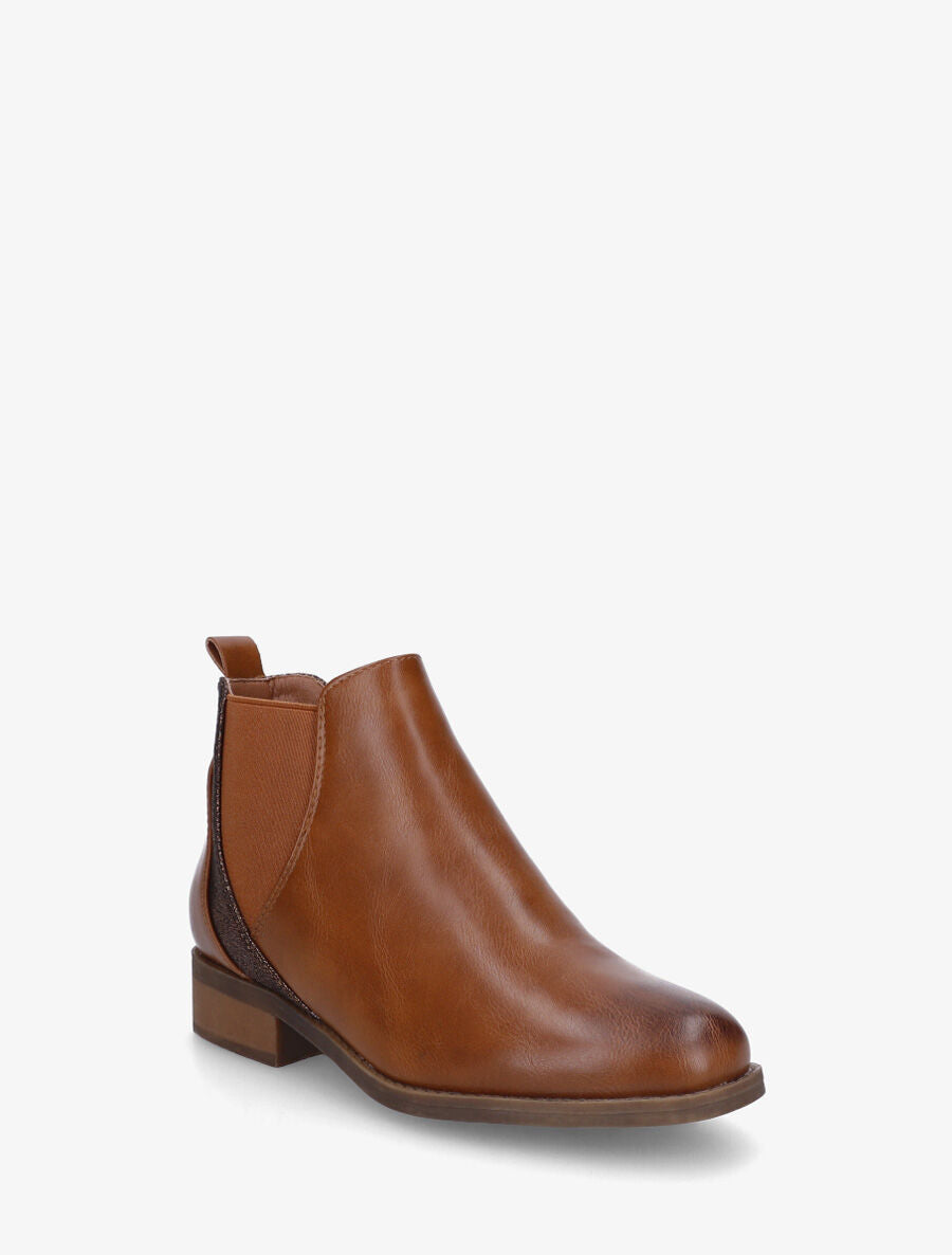 Bottines élastiquées à bande irisée - Camel - 2