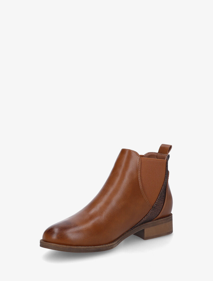 Bottines élastiquées à bande irisée - Camel - 3