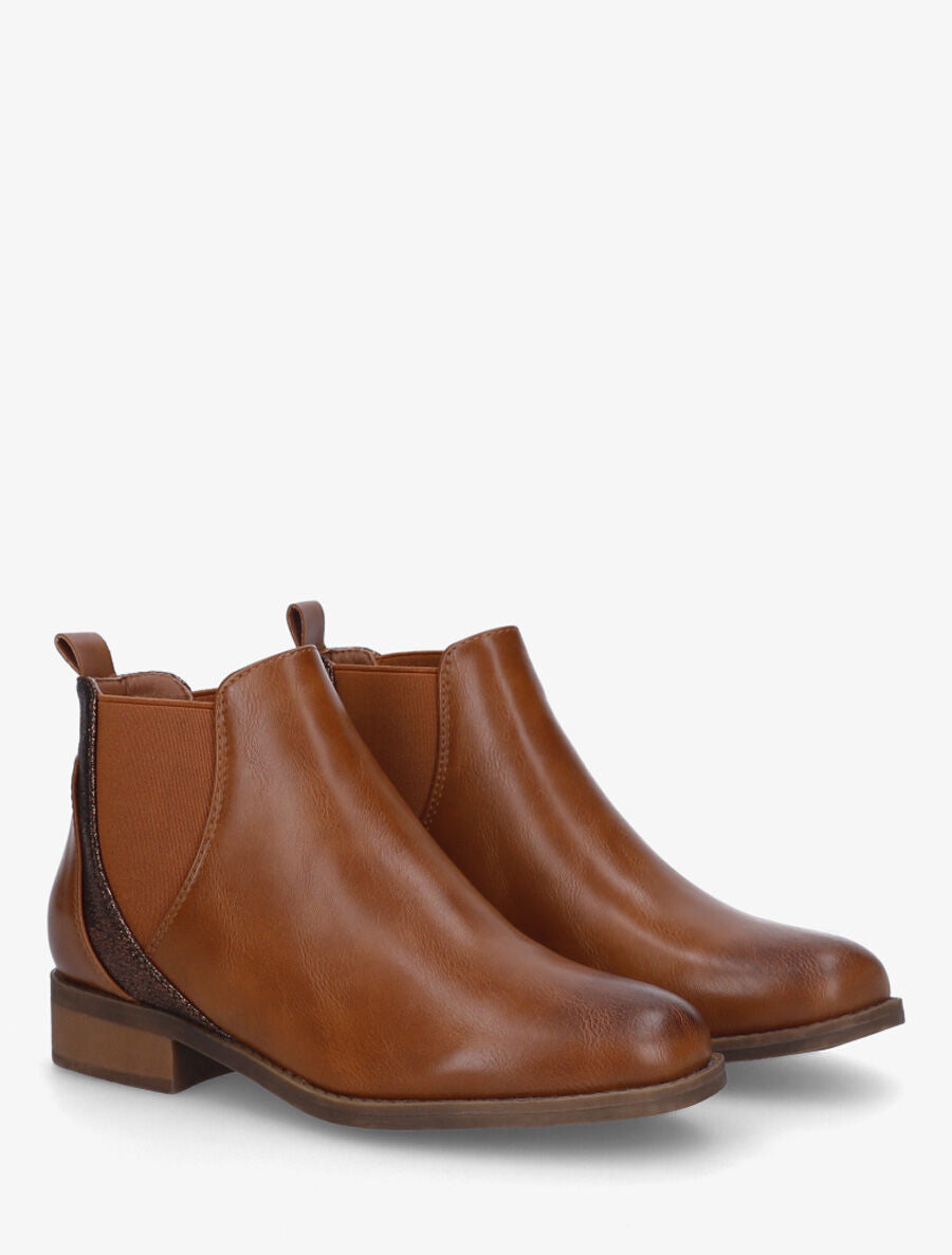 Bottines élastiquées à bande irisée - Camel - 4