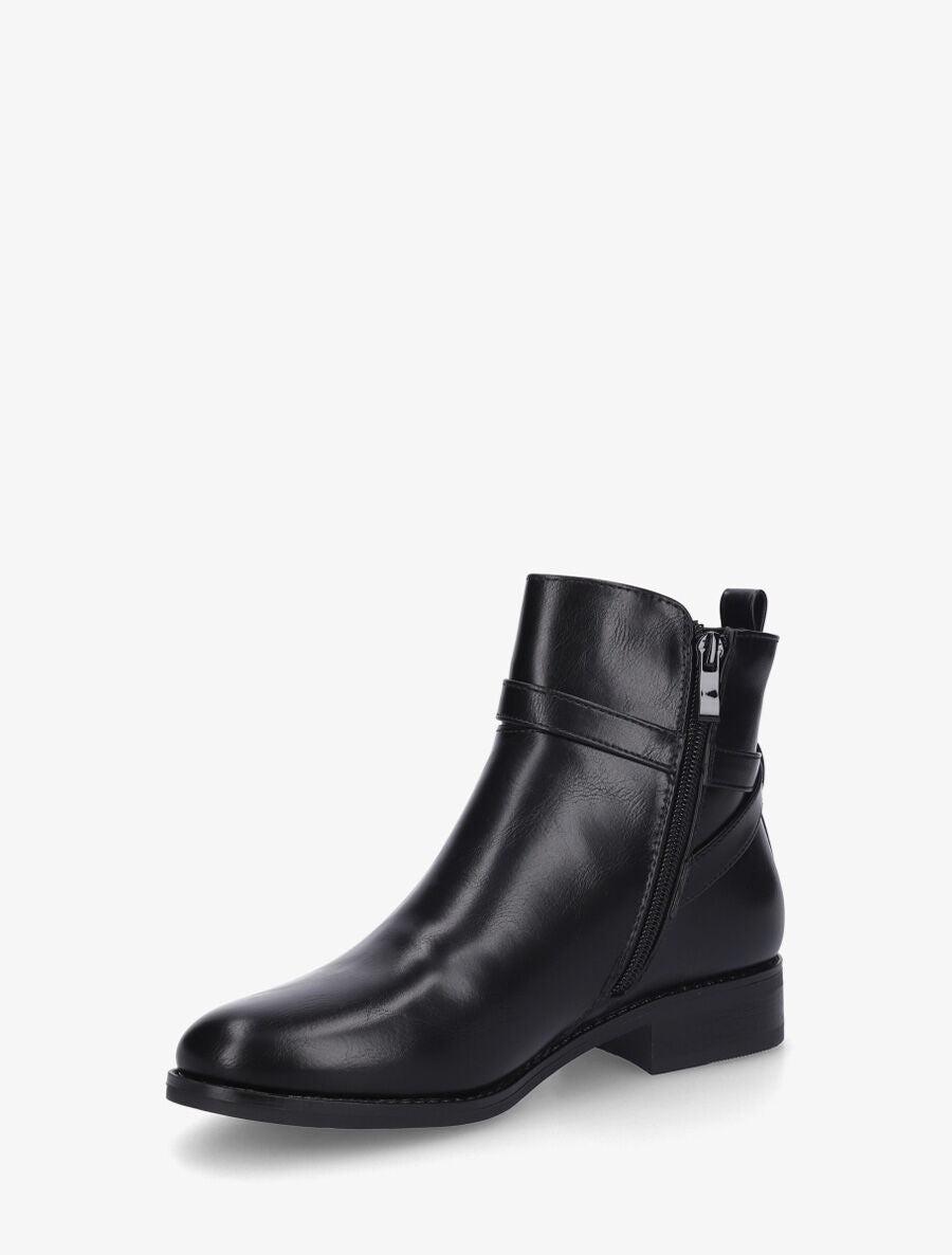 Bottines en simili à sangle dorée - Noir - 3