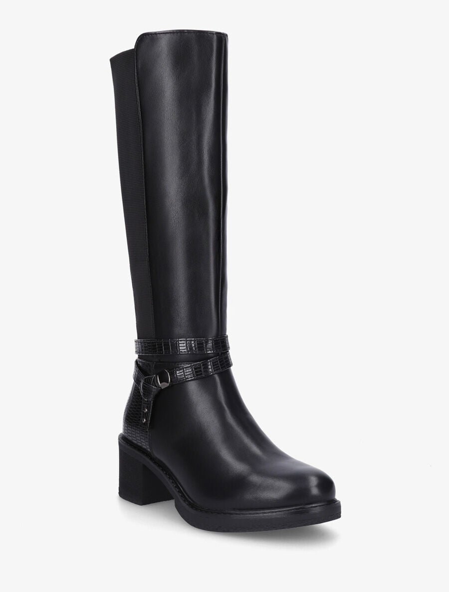 Bottes élastiquées à contrefort effet croco - Noir - 2