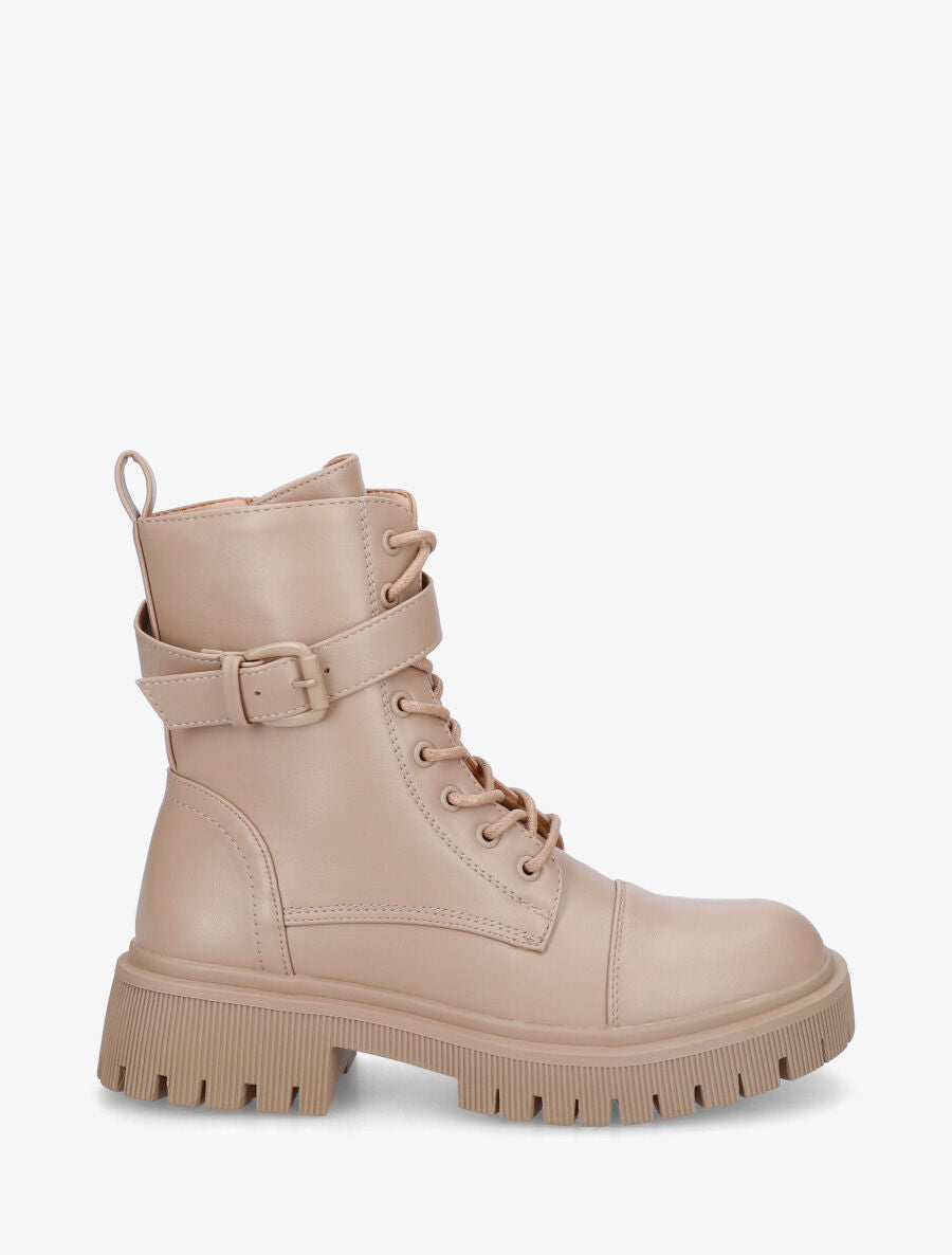 Bottines montantes à semelle et talon striés - Taupe - 5