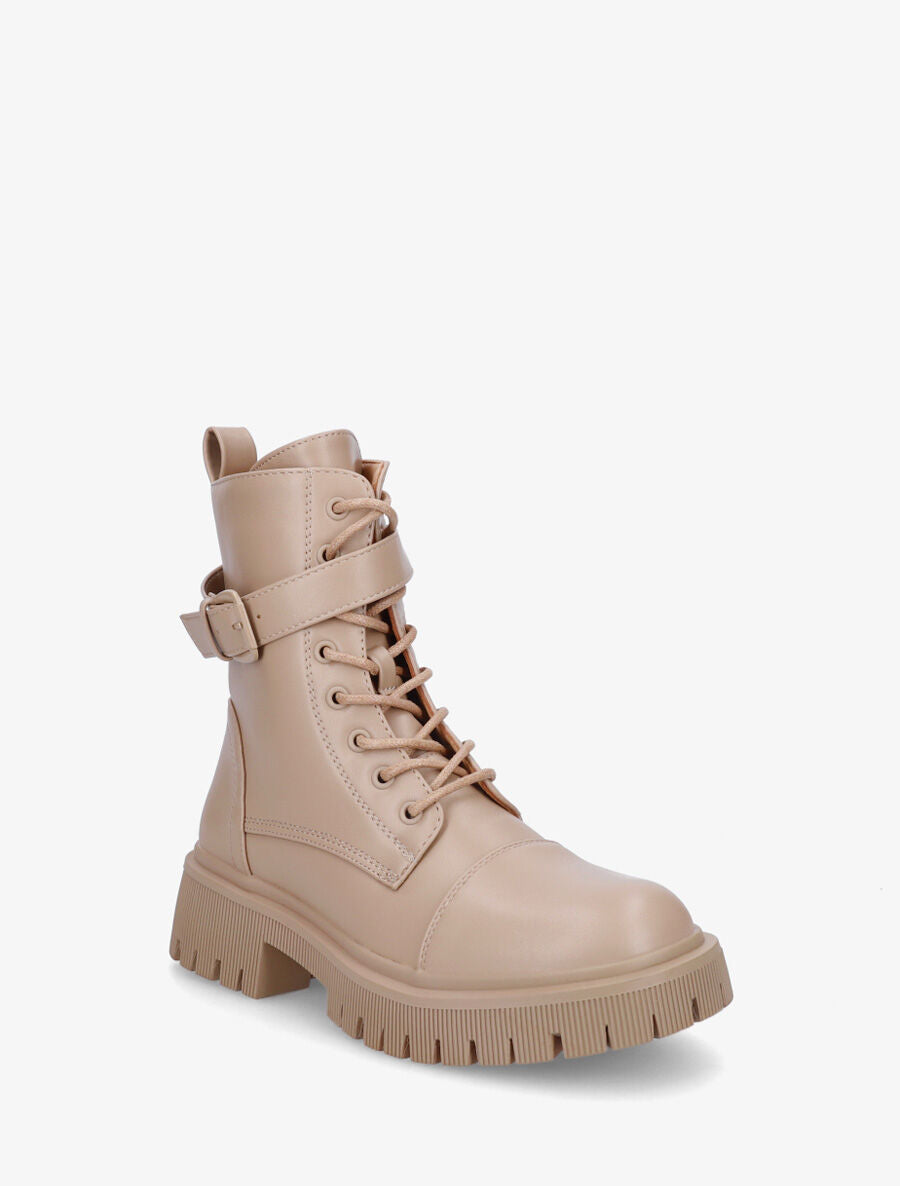 Bottines montantes à semelle et talon striés - Taupe - 2