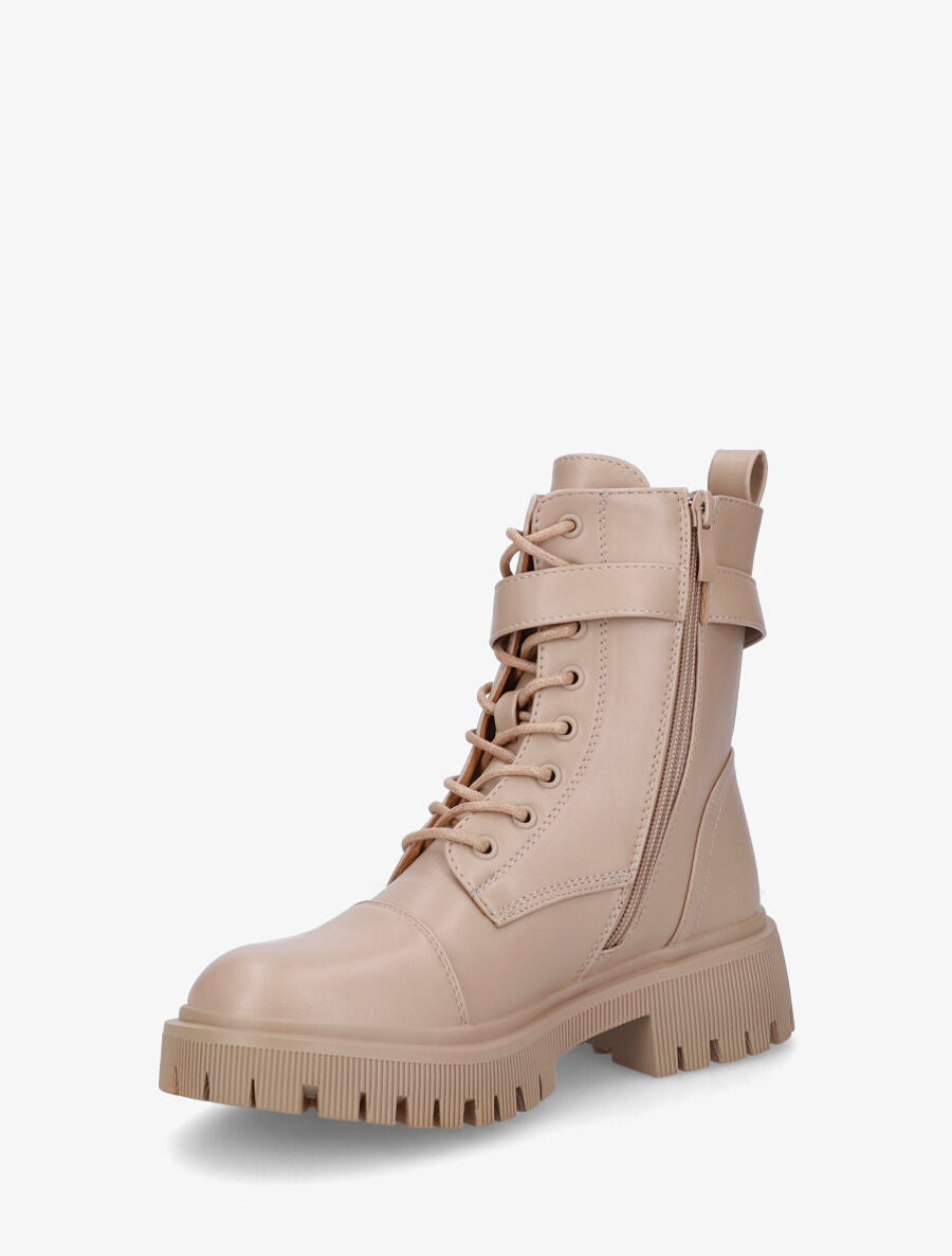 Bottines montantes à semelle et talon striés - Taupe - 3