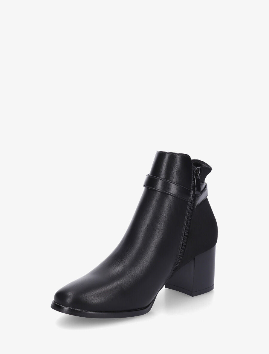 Bottines à talon et boucle décorative - Noir - 3