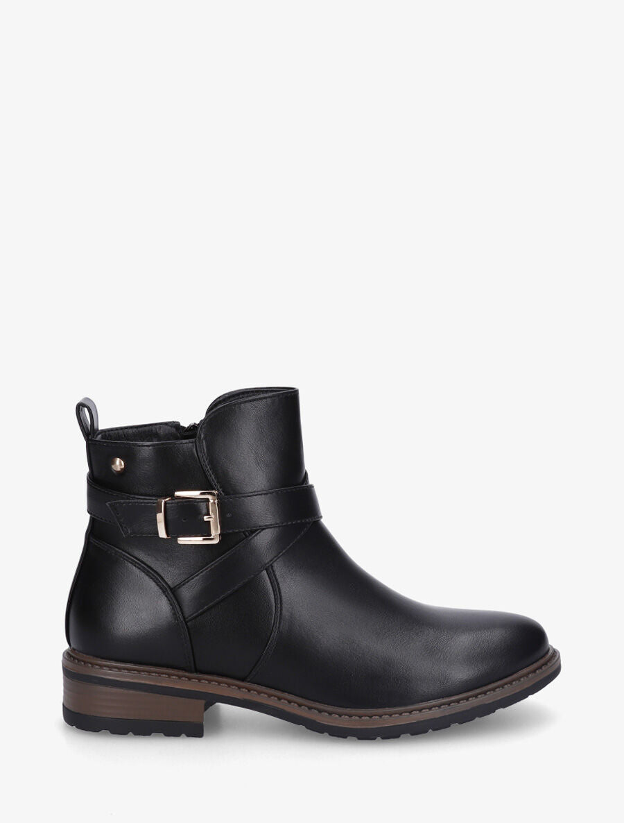Bottines unies en simili - Noir - 5