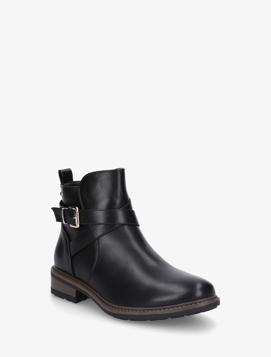 Bottines unies en simili - Noir - 2