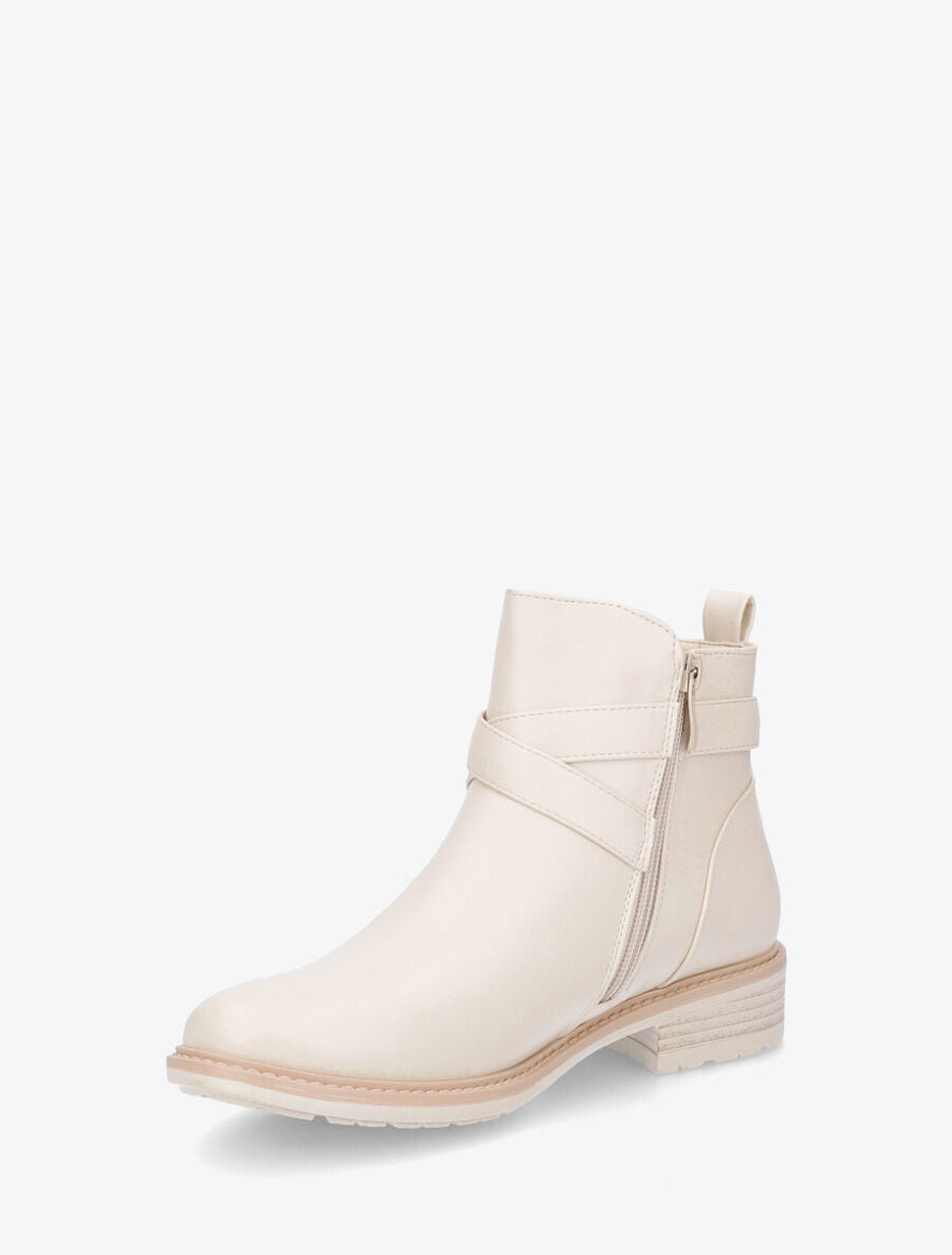 Bottines unies en simili - Crème - 3