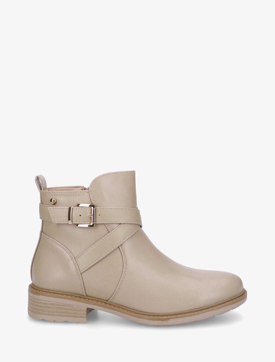 Bottines unies en simili - Beige foncé - 1