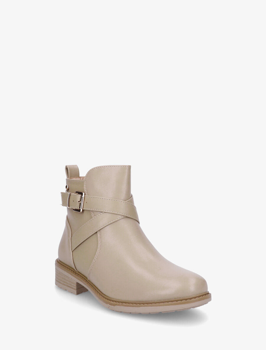 Bottines unies en simili - Beige foncé - 2