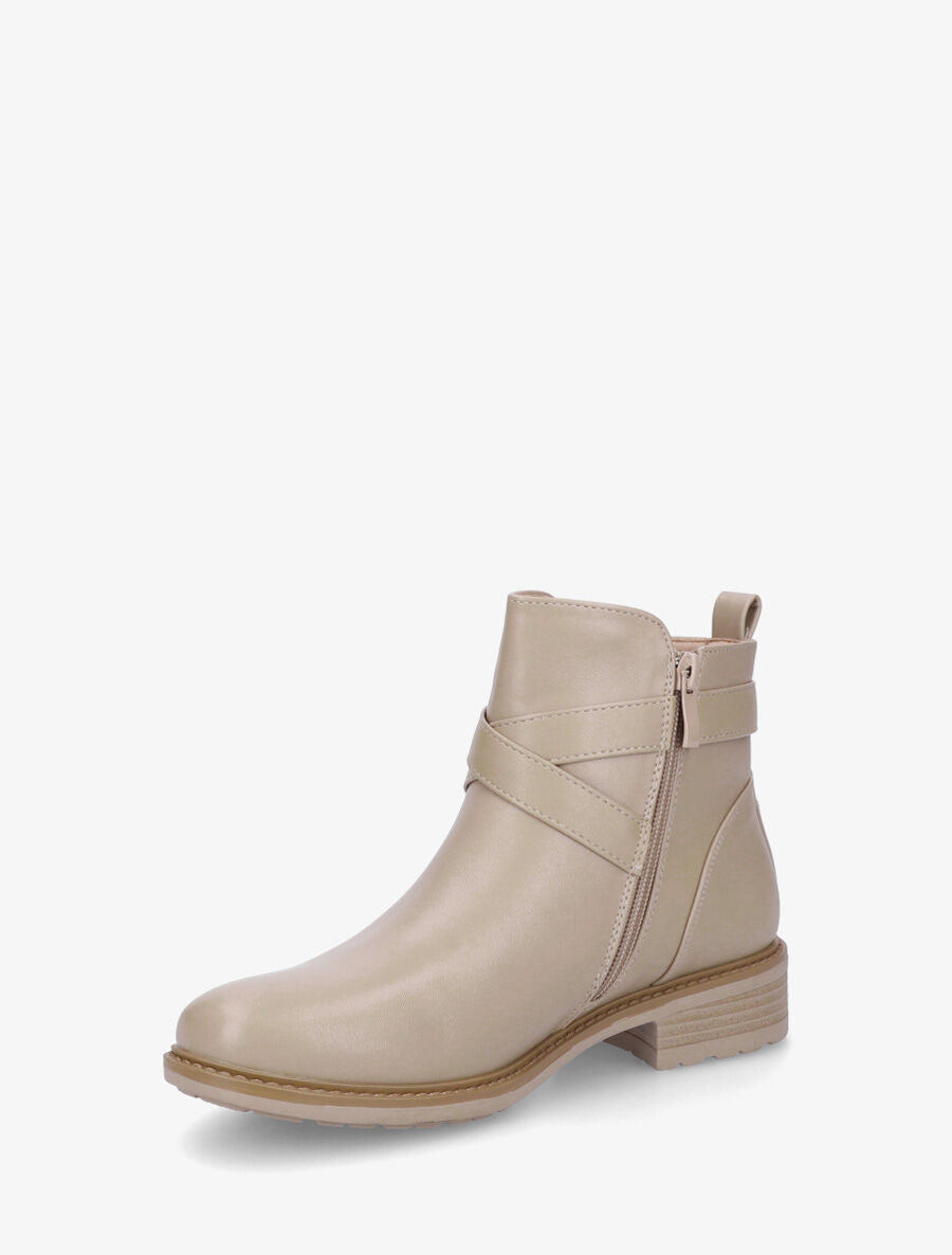 Bottines unies en simili - Beige foncé - 3