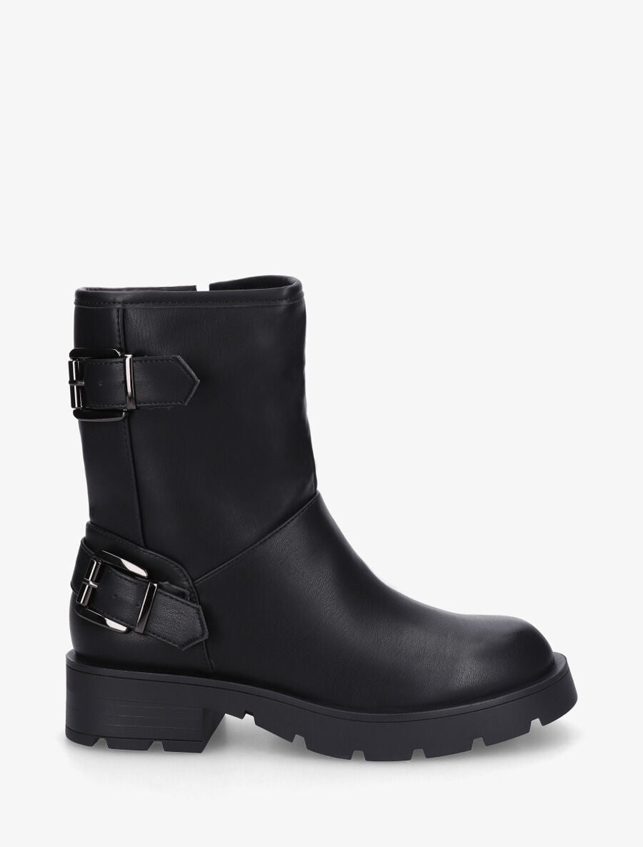 Bottines en simili à double sangles - Noir - 5